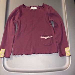 Matilda Jane Burgundy Long Sleeve Top with Pink and Yellow Details